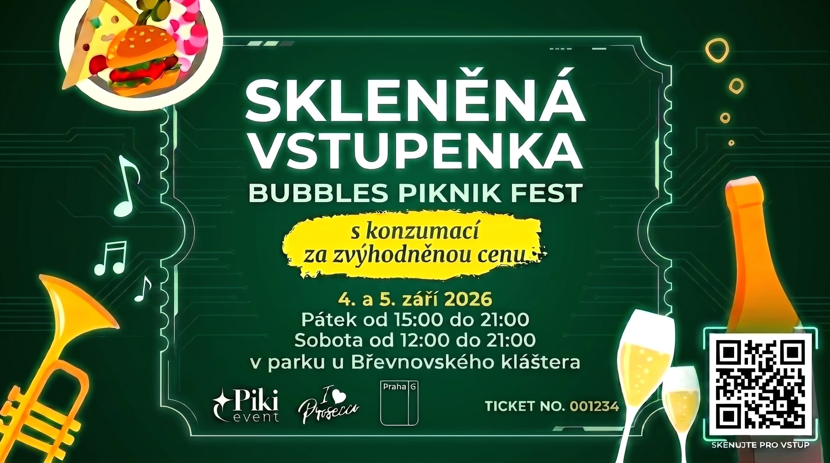 SKLENĚNÁ VSTUPENKA se zvýhodněnou konzumací